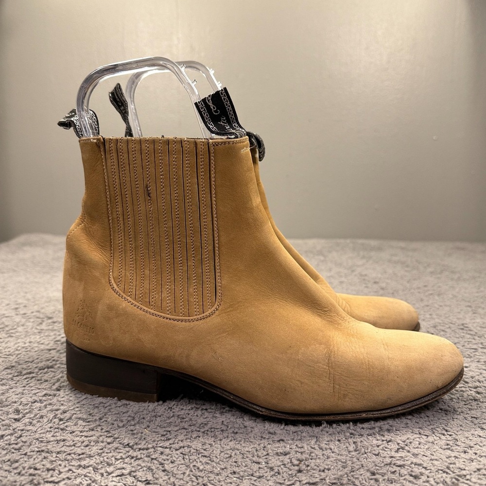 El Canelo Boots Mens Size 9 Tan Suede Chelsea Roper Ankle Nobuck Leather Charro